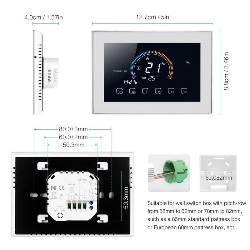 Fdit Smart Thermostat, Programmable Thermostat Voice APP Control with LCD