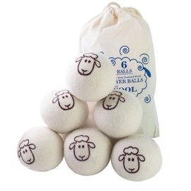 Wool Dryer Balls 6PCS, Reusable Wool Ball for Tumble Laundry Dryer, Reduce Drying Time/Wrinkles/Static Cling, New Zealand Sheep Wool Fabric (7CM)