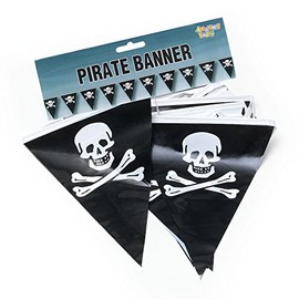Bristol Novelty PG082 Pirate Bunting | 25 Flags | Pack of 1 | 7m, Black/White, One Size