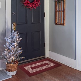 Marina Decoration Decor Luxury Non-Slip Rubber Backing Safety Soft Runner Area Carpet Floor Area Rug Indoor Interior Accent Decorative Mat, Burgundy Color Diamond Design, 20 x 32 Inch