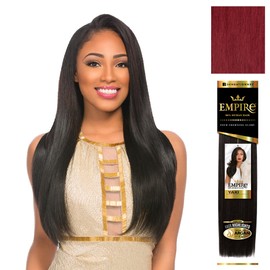 Sensationnel Empire yaki human hair - Tangle Free Weaving for Quick Weave and Sew in Styles for Faux Highlights and Fauxmiddlepart Leave Out - 1 Pack (16 inch, BG BURGANDY)