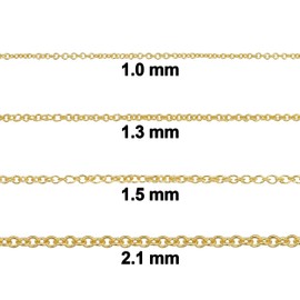 Kooljewelry 14k Yellow Gold Filled Cable Pendant Chain Necklace (1.3 mm, 14 inch)