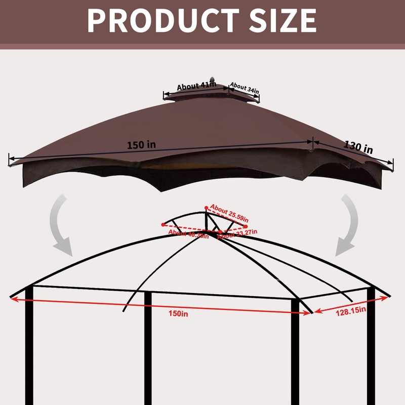 SCOCANOPY Brown Replacement Top Compatible with Lowe's Allen Roth 10X12