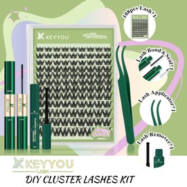 KEYYOU LASH KEYYOULASH Extension Kit 108Pcs Angel Lash Clusters Kit Thick Eyelash Extension Kit with Glue and Seal,Tweezers,Remover for DIY lash extension kit at HomeKit-Angel A01-D-8-18MIX