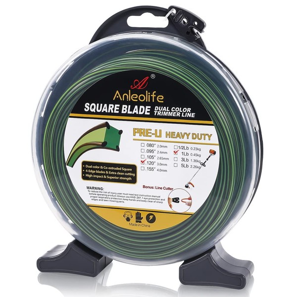 A ANLEOLIFE 1-Pound Commercial Square .120-Inch-by-154-ft Trimmer Line Donut,Pre-U Co-Extruded