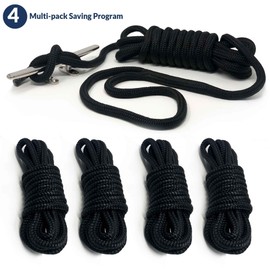 Five Oceans Marine Nylon Double Braid Dock Line 3/8 inches x 15Ft, Black with 12 inches Eye, 2-Pack, FO-4272-M2