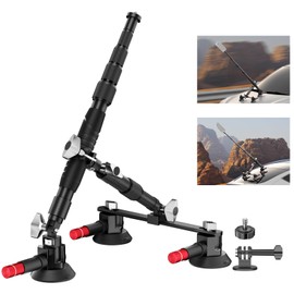 EMART Car Mount with Triple Suction Cup, Camera Mount Kit with Telescopic Extension Pole/Action Camera Adapter Compatible with Gopro/Instal 360/DJI OSMO/AKASO
