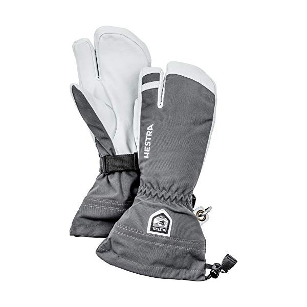Hestra Army Leather Heli Ski Glove - Classic 3-Finger Snow Glove for Skiing, Snowboarding and Mountaineering - Grey - 7