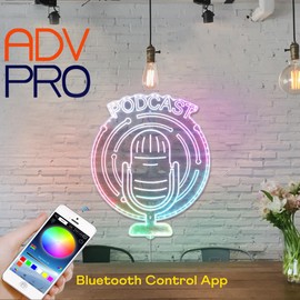 ADVPRO Podcast Microphone DND RGB Dynamic Glam LED Sign - Cut Shape - Smart 3D Wall Decoration - Multicolor Dynamic Signage St06s22-fnd-i0238-c