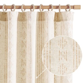 Jinchan Boho Curtains - Living Room Farmhouse Taupe Curtains, 84 Inch Length, 2 Panels for Bedroom, Geometric Striped Mudcloth, Light Filtering, Rod Pocket, Taupe on Beige