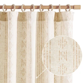 Jinchan Boho Curtains - Living Room Farmhouse Taupe Curtains, 84 Inch Length, 2 Panels for Bedroom, Geometric Striped Mudcloth, Light Filtering, Rod Pocket, Taupe on Beige