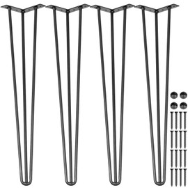 VEVOR Hairpin Table Legs 30" Black Set of 4 Desk Legs 880lbs Total Load Capacity Hairpin Desk Legs 3 Rods for Bench Desk Dining End Table Chairs Carbon Steel DIY Heavy Duty Furniture Legs