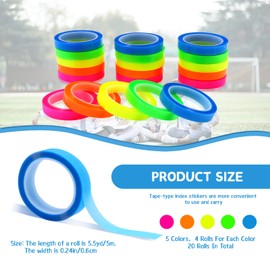 Modixun 20 Rolls Transparent Writable Highlighter Tape, Removable Thin Transparent Sticky Notes, 5 Bright Colors Book Tabs Annotation Tabs, Page Markers Sticky Tabs for Books, 0.6cm×5m