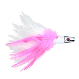 No Alibi, Trolling Feather Lure, White/Pink Skirt, 1 oz / 28.3 g Head