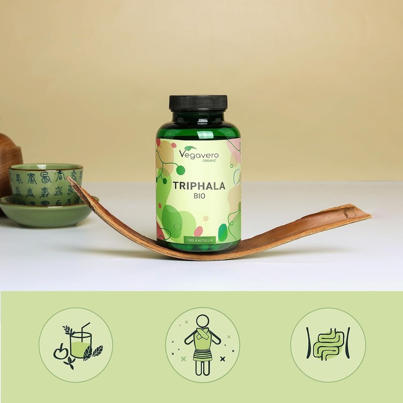 Vegavero Organic Triphala Powder 1300 mg | 180 Capsules (3-Month