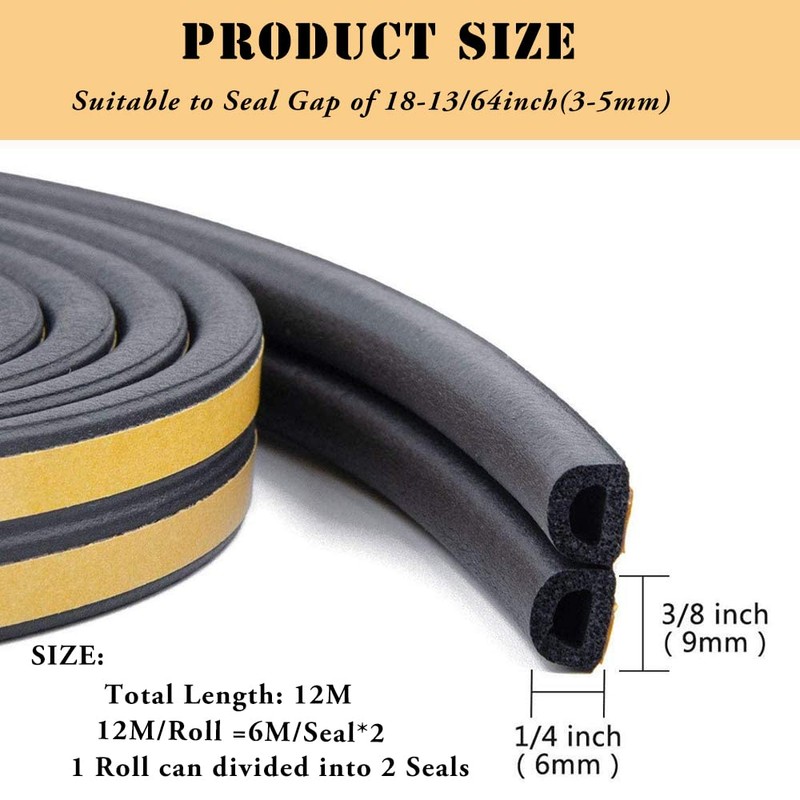 12 m Sealing Tape for Doors, Windows, Foam Tape, Door