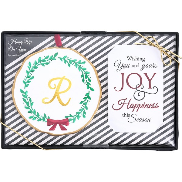 Pavilion Gift Company Christmas Monogrammed Ornament - 4” Gold and