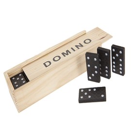 PMS WOOD BOX OF 28 DOMINOES WITH SLIDE ON LID 12SETS IN D/BO