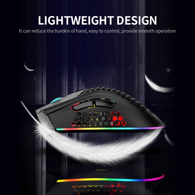 2.4G Wireless Gaming Mouse Rechargeable Mouse with RGB Light Effect