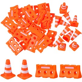 MAGICLULU Pack of 24 Mini Traffic Cones Mini Traffic Signs Miniature Scene Road Barrier Cones Traffic Sign Models Children Educational Valuable Cognitive Traffic Sign Models For