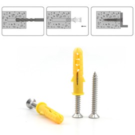 Leliafleury 20Pcs Wall Plugs and Screws Set M8*60 Expansion Pipe and Self Tapping Screws Kit for Brick Concrete Masonry Drywall, Yellow
