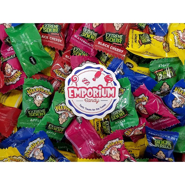 Warheads - Extreme Sour 1.5 lbs of Individually Wrapped Assorted Bulk Lemon Apple Blue Raspberry Watermelon Black Cherry Candy with Refrigerator Magnet