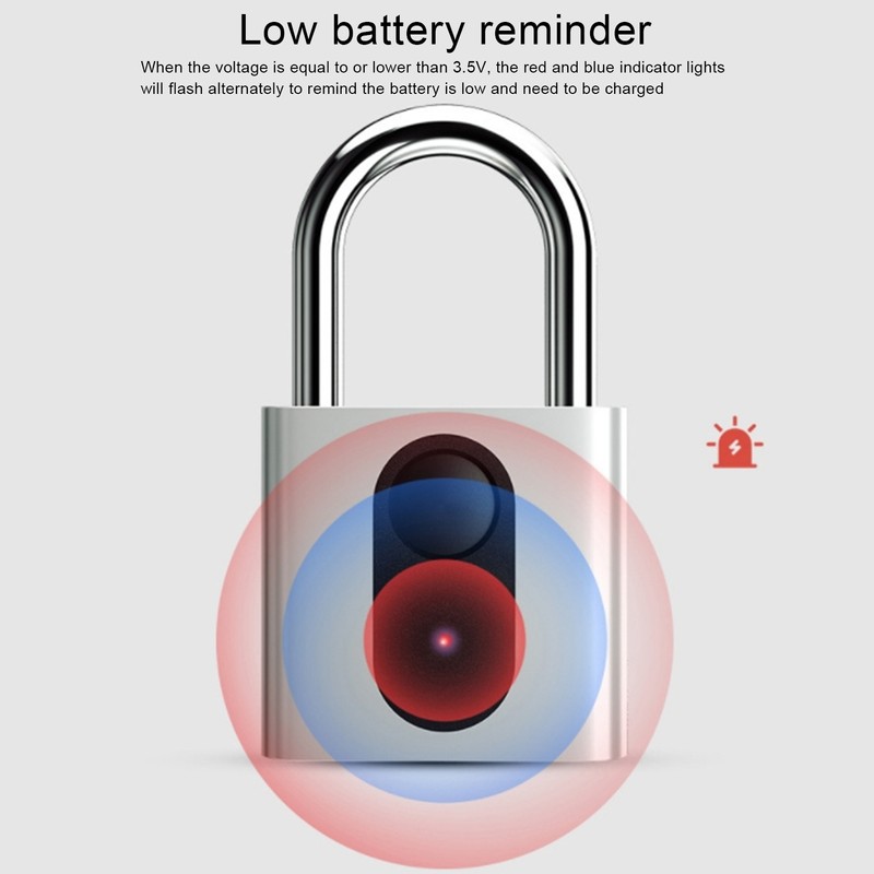Smart Padlock Fingerprint Bluetooth APP Lock IP65 Waterproof AntiTheft for
