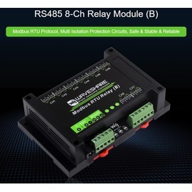 waveshare Industrial Modbus RTU 8-ch Relay Module with RS485 Interface Multi Isolation Protection Circuits, 7~36V Power Supply, Support Win7/8/8.1/10/11,Linux, Android,etc.