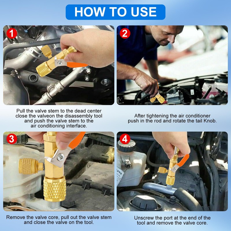 Valve Core Remover Installer Tool and HVAC Service Set, 3