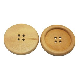Amanaote Wood Button Round 35mm Diameter with 4 Holes for Craft Sewing Pack of 10