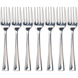 MiniWare Silver Elegance - 30 Disposable Silver Plastic Forks, 4 Inches | Perfect for Parties and Events
