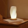Table Bedside Lamp with Woodbase, Button Control Night Light for