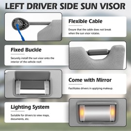 Left Driver Side Sun Visor Compatible with Honda Accord 2008 2009 2010 2011 2012 2013 2014 2015 2016 2017 Replaces # 83280-TA5-A51ZA 83280TA5A51ZA (Grey)
