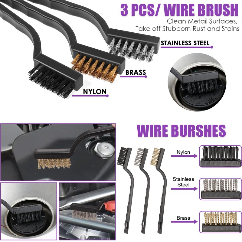 Viewsun Windshield Cleaner Tool, 17Pcs Purple Car Interior Cleaning Kit,