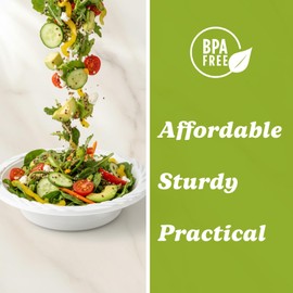 Blue Sky 50 Count Disposable Plastic Bowls, 18 oz., White