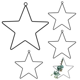 QincLing Set of 4 Star Decoration Metal Star Christmas Decoration Black Decorative Hanging Stars Window Decoration Ceiling Decoration Wall Decoration Metal Frame Star for Hanging Window Crafts