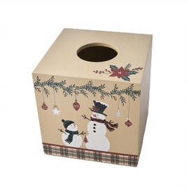 SKL Home Christmas/Winter/Gift Rustic Plaid Snowman Tissue Dispenser, Multicolored