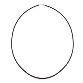 Black Rubber Necklace Pendant Cord For Women For Men Teen .925 Sterling Silver Clasp 24 Inch