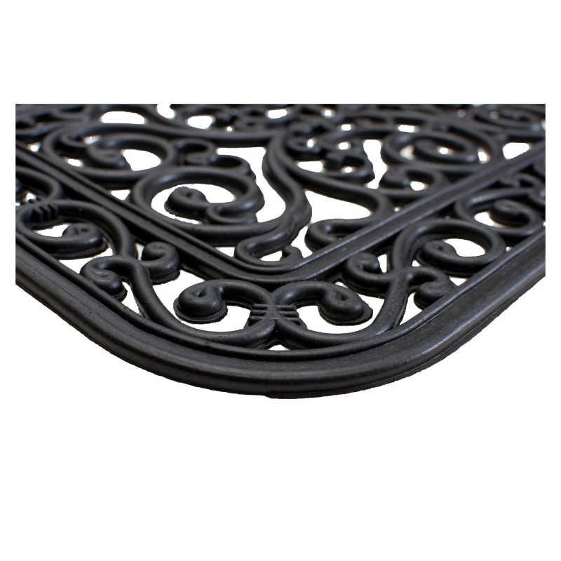 HomeRoots 18" X 30" Black Rubber Scrollwork Outdoor Door Mat