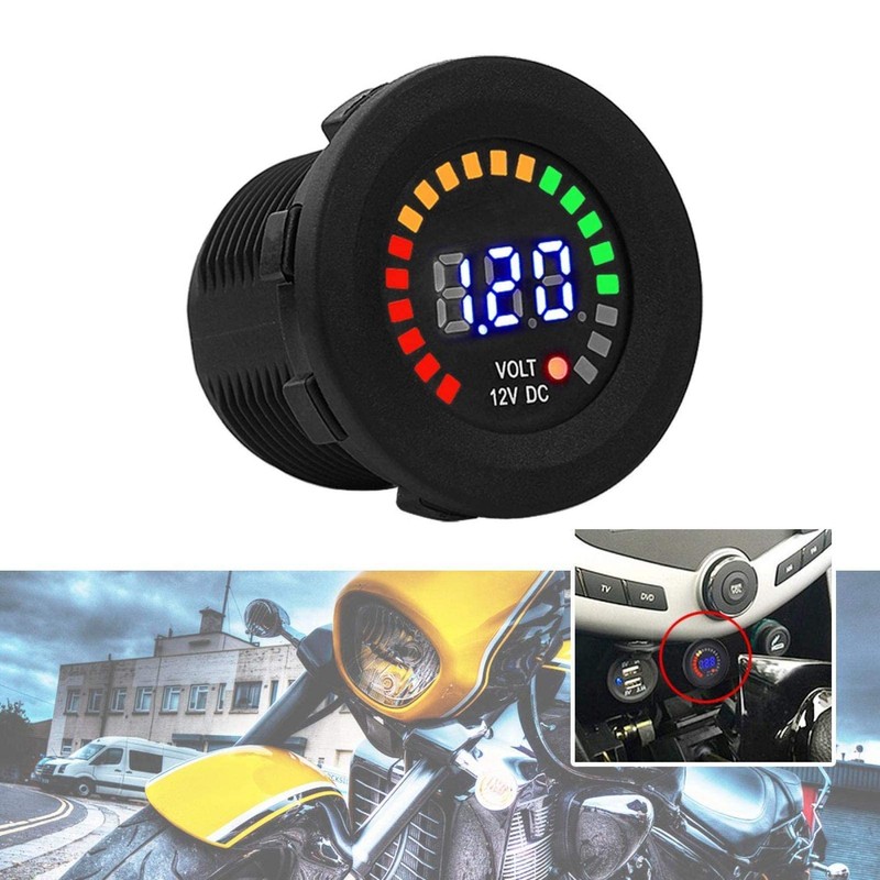 12 Volt Amp Meter Gauge, Akozon LED Voltmeter Ammeter, LED