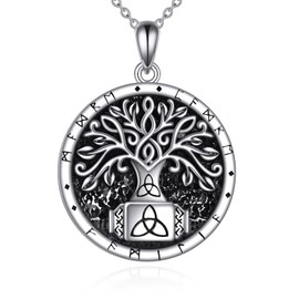 YAFEINI Thors Hammer Necklace Sterling Silver Tree of Life Necklace Jewellery Mother's Day Gifts for Women Girls