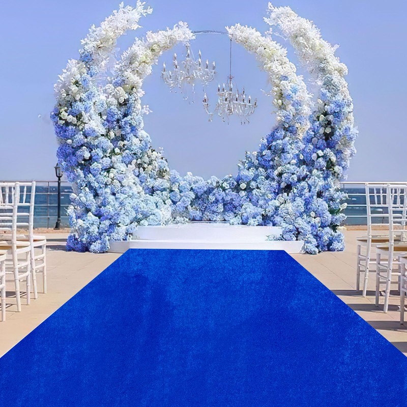 QueenDream Royal Blue Velvet Aisle Runner: 4.5FT x 20FT -