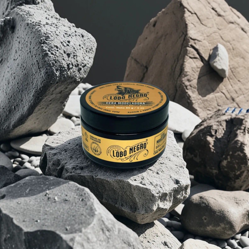 Cera Efecto Brillante Cabello, Barba Y Bigote 85g Lobo Negro