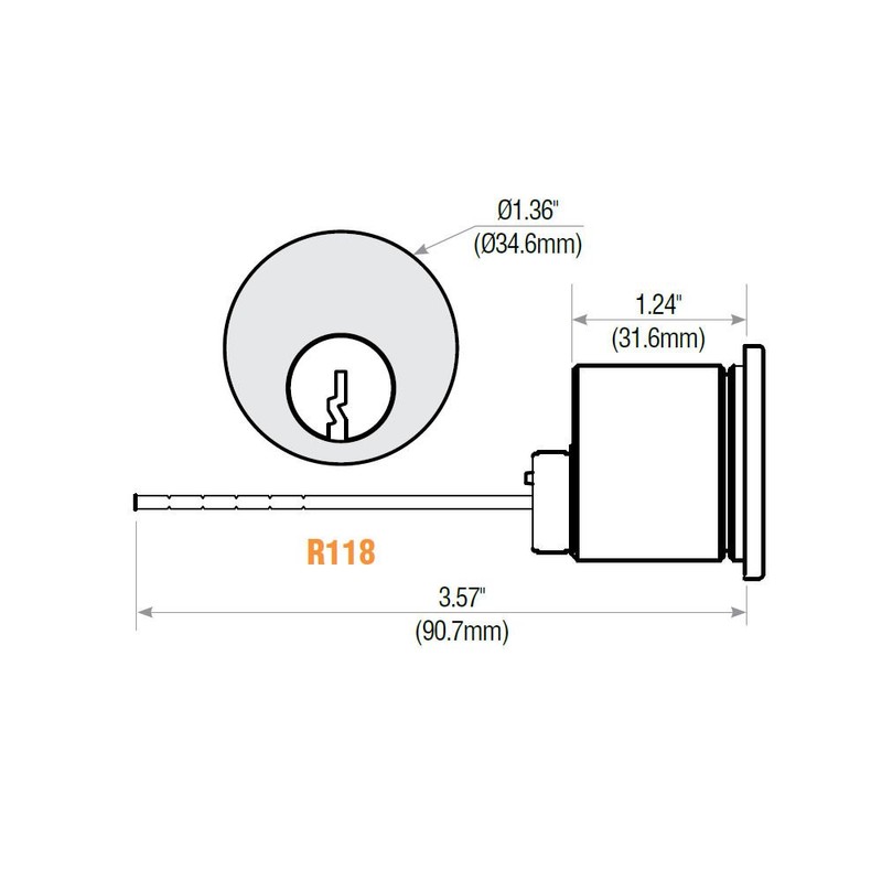 GMS R118 Rim Cylinder for Schlage C Locks