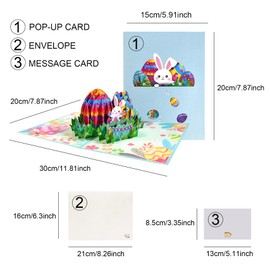 Della Stella Easter Pop Up Card, 3D Easter Eggs Bunny Greeting Cards,Religious Easter Cards, Easter Bunny Card with Envelopes,Pop Up Greeting Cards for Wife/Husband/Granddaughter/Kids (Colorful eggs)