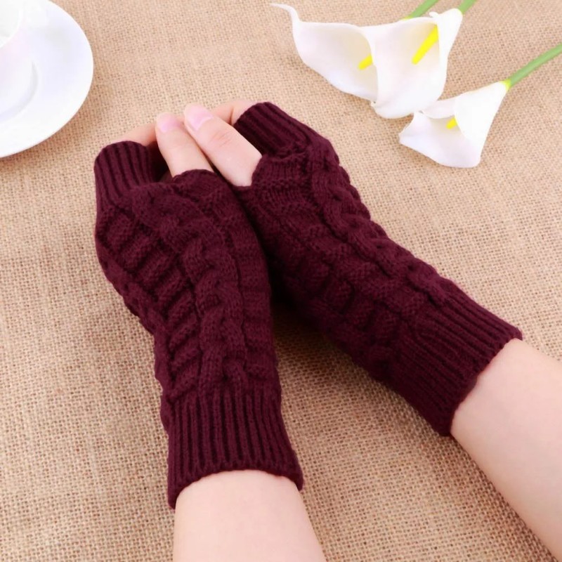 Patry Guantes Sin Dedos Invierno Frío Elige Color Navidad Lana