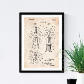 Nacnic Poster patent corkscrew. Sheet for framing. Poster designs, patents, drawings famous inventions. Size (A3)