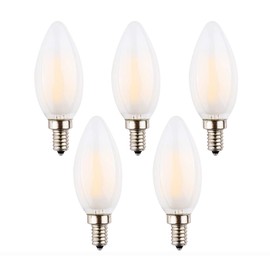 OPALRAY C35 2W (25W Incandescent Equivalent) Torpedo Tip Candelabra LED Bulb, Dimmable, LED Filament Lamp, 2700K Soft Warm White Light, Frosted Glass Cover, E12 Small Base, 5 Pack