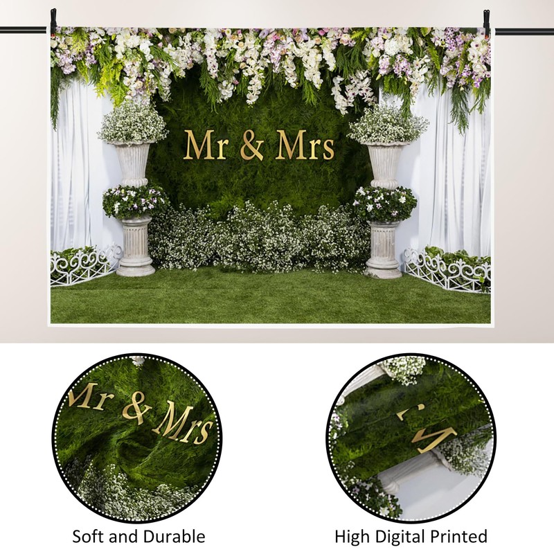 TYLCLTX Grass Wall Flowers Wedding Photo Backdrop Photography Background Wedding