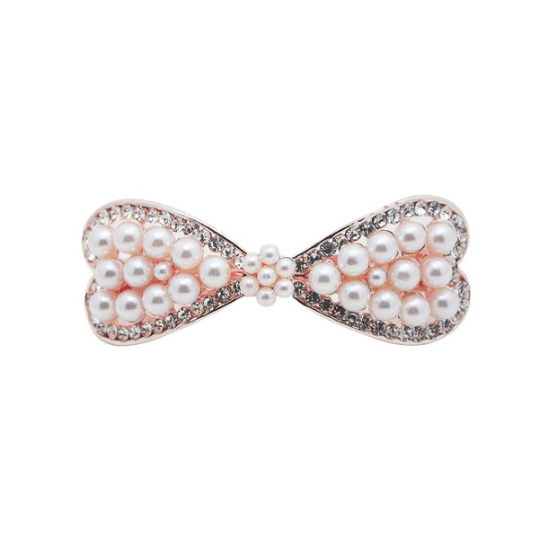 Vintage Pearl Bow Hair Barrettes, Handmade Rhinestones Hair Clips, French Crystal Flower Hairpin Hair Accessories for Women Girls